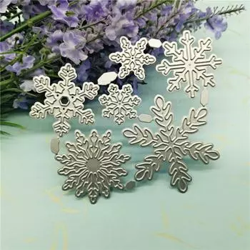 1 шт., шесть снежинок, металлический нож из углеродистой стали, интеллектуальное развитие для детей, тиснение, нож для резки, штамп 10*8.2cm серебряный