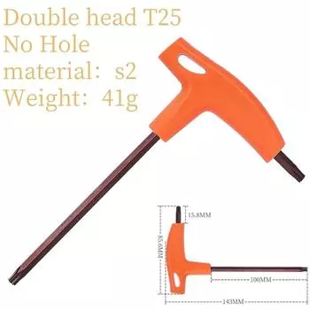 1 шт., шестигранный ключ T25 для горного велосипеда, дорожный велосипед, ручка из полипропилена, T-типа, Torx25, ключ T25, набор инструментов S2, набор инструментов для ремонта велосипеда