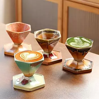 1 шт. шестиугольная ретро-сладкая трубчатая чашка, легкая, роскошная, ручная работа, скандинавский дизайн, чашка для пикника и кофе, керамическая