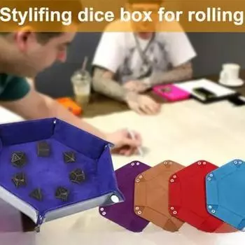 1 шт. Шестиугольный лоток для игральных костей, настольный ящик для хранения различных принадлежностей, настольная игра, лоток для игрушек, складная кожаная башня для игральных костей