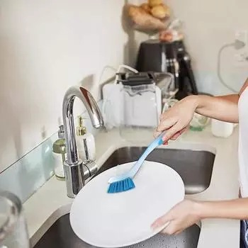 1 шт. Щетка для чистки кастрюль вертикальная многофункциональная кухонная присоска типа щетка для чистки раковины с длинной ручкой цветная щетка синий