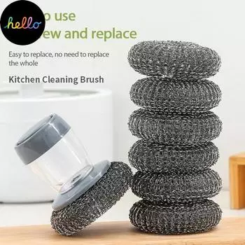 1 шт. Щетка для чистки кухни 2 в 1 Щетка для чистки ручки со съемной щеткой для мытья посуды с автоматическим добавлением жидкости в кастрюлю PET Style