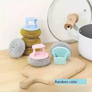 1 шт. Щетка для чистки утюга с ручкой, металлическая щетка для чистки чугунной сковороды, щетка для мытья посуды с ручкой, случайный цвет