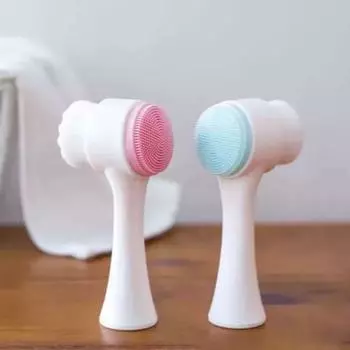 1 шт. Щетка для очищения лица с мягкой щетиной, силиконовая щетка для лица, съемная, двойного назначения синий