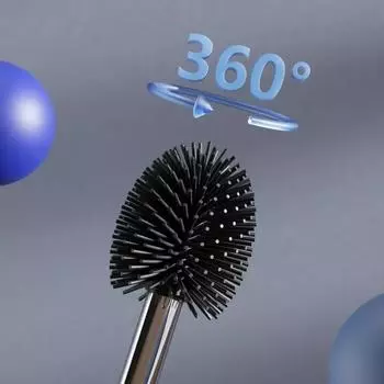 1 шт. Щетка для унитаза из нержавеющей стали, утолщенное основание, которое нелегко сломать, силиконовая головка щетки для унитаза, универсальная очистка серебряный