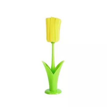 1 шт. Щетка-тюльпан с отсоединяемой губкой - Длинная ручка, средство для мытья бутылок и стаканов, прочный пластик, идеально подходит для использования на кухне 1PCS жёлтый