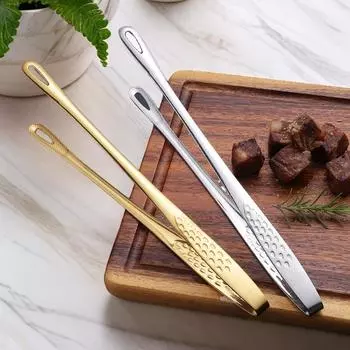 1 шт. Щипцы для барбекю в корейском стиле, зажим для еды из нержавеющей стали 304, утолщенные, многофункциональные корейские зажимы для барбекю, щипцы для хлеба серебряный