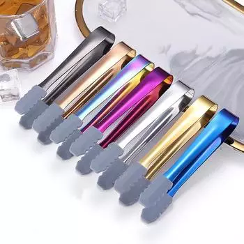 1 шт. Щипцы для льда из нержавеющей стали, зажимы для кубиков, дома, кухни, вечеринки, кофе, бара, утвари, хлеба, барбекю, мини-зажим для сахара и десерта серебряный