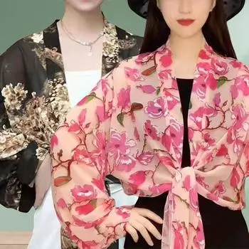 1 шт., шифоновый чехол для рук с защитой от УФ-излучения, шифоновая шаль с цветочным рисунком, рукав, навес для рук, шарф, защита от солнца, длинная езда