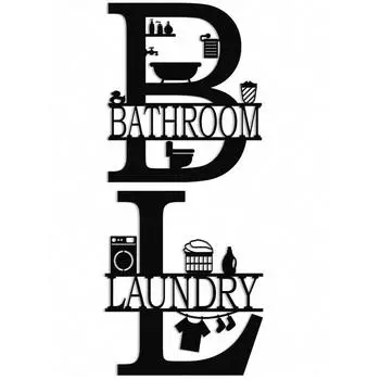 1 шт. Шикарное черное металлическое настенное искусство в ванной комнате - винтажный декор для прачечной для современного дома, кухни TY7348 разноцветный