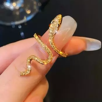 1 шт. шикарное кольцо-обертка с модным дизайном в виде змеи, украшенное блестящими стразами золотистого или серебристого цвета, подходящее к повседневным нарядам, аксессуар для вечеринок Adjust