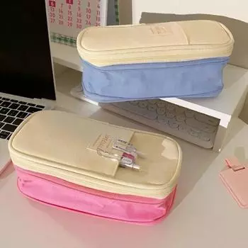 1 шт. шикарный простой пенал для детей минималистичный модный однотонный пенал большой емкости сумка для хранения канцелярских принадлежностей жёлтый