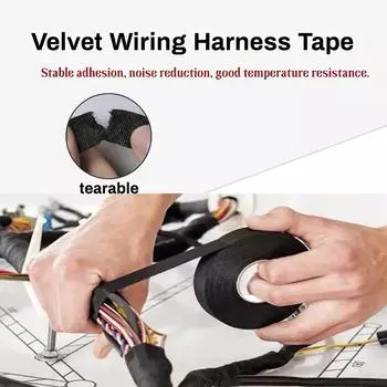 1 шт. Ширина 9/15/19/25/32 мм Длина 15 м термостойкая клейкая тканевая лента для автомобильного жгута проводов защита жгута проводов 9mm чёрный