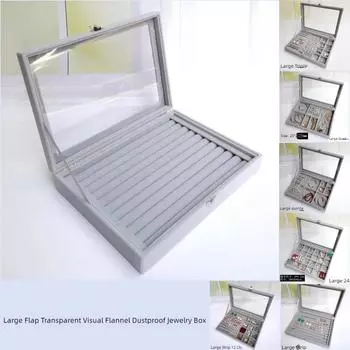 1 шт., шкатулка для хранения ювелирных изделий, домашняя шкатулка для показа ювелирных изделий, большая откидная прозрачная видимая бархатная пылезащитная шкатулка для хранения ювелирных изделий