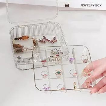 1 шт., шкатулка для хранения ювелирных изделий, антиокислительная, для сережек, ожерелий, шкатулка для ювелирных изделий, портативная, многослойная, прозрачная, для ювелирных изделий