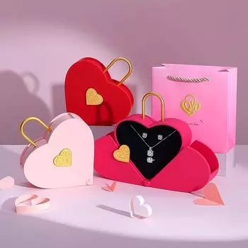 1 шт. шкатулка для украшений в форме сердца, портативная подарочная коробка для набора ожерелий, многофункциональная