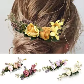 1 шт. шпилька для волос эстетическая красота аксессуары для волос богемия цветок мода свадьба невеста гребень для волос