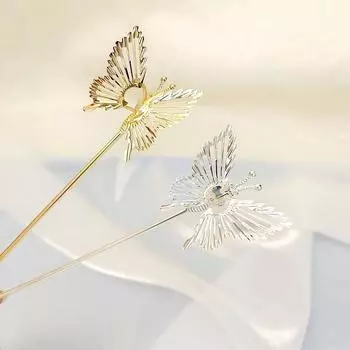 1 шт. шпилька для волос блестящая яркая мобильная летающая модная палочка для волос изящные аксессуары для волос заколка для волос бабочка Y2K золотой