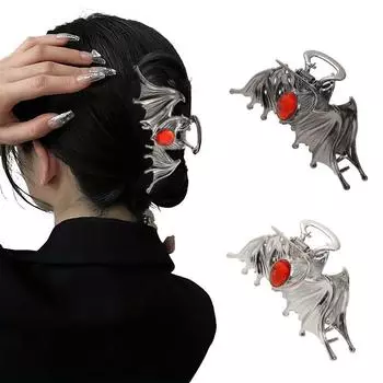 1 шт. шпилька для волос летучая мышь драгоценный камень оправа аксессуары для волос металлический сплав волос краб заколка для волос Хэллоуин серебряный