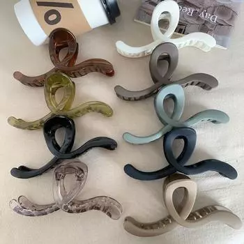 1 шт. Шпилька для волос Роскошная клешня краба Элегантные волнистые модные заколки для волос Акриловые аксессуары для девочек чёрный/серебряный