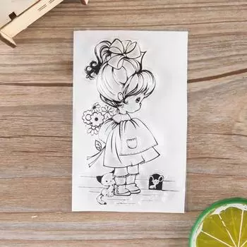 1 шт. штамп с изображением милых девушек и собак, прозрачный резиновый штамп для изготовления открыток для скрапбукинга, подарок ручной работы