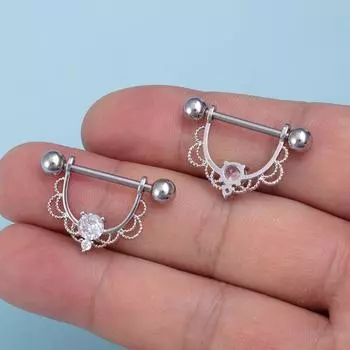 1 шт., штанга из нержавеющей стали, фианит, перегородка, козелок, хрящ, кольцо для соска, U-образное, полукруглые зажимы, украшения для пирсинга