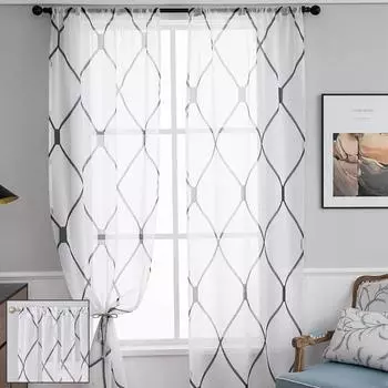 1 шт. Шторы прозрачные для комнаты, белые, корейские, простые, сетчатые, для гостиной, спальни, отеля, дома, на оконных панелях и кухонных занавесках 100x130cm