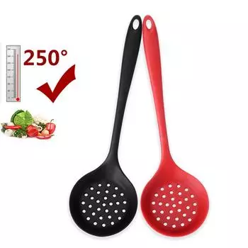 1 шт., силиконовая дырявая ложка, черная, красная пищевая кухонная утварь, ложка, кухонные инструменты, горячий горшок, рыболовная ложка, рыболовный забор, посуда чёрный