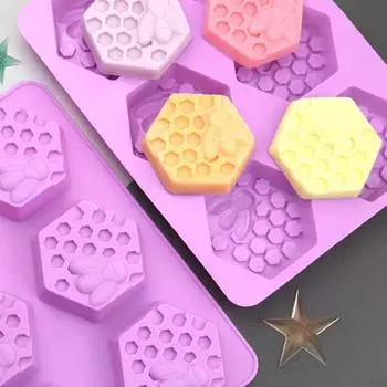 1 шт. Силиконовая форма для мыла в виде пчелиных сот, 6 ячеек, 3D-улей, силиконовая форма для торта, посуда для выпечки