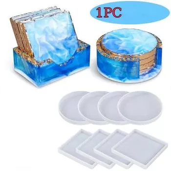 1 шт., силиконовая круглая квадратная подставка для подставок, сделай сам, форма для подставки из эпоксидной смолы, форма для подставки из смолы, ручная работа, хрустальные подставки, литейные формы