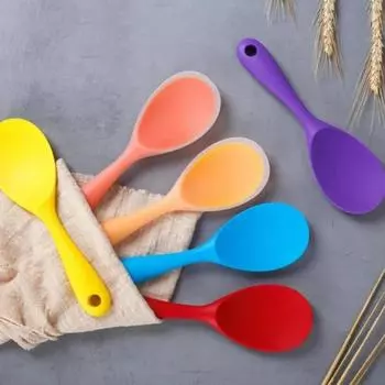 1 шт., силиконовая ложка, антипригарная кухонная ложка, анти-ошпаривающая кастрюля для риса, устойчивая к высоким температурам ложка, прочные кухонные гаджеты оранжевый