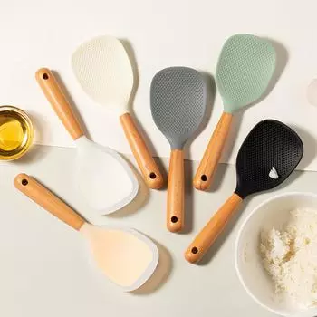 1 шт. силиконовая ложка для риса, термостойкая пищевая силиконовая лопатка для риса, антипригарная рисоварка, кухонный инструмент, бытовая ложка для риса
