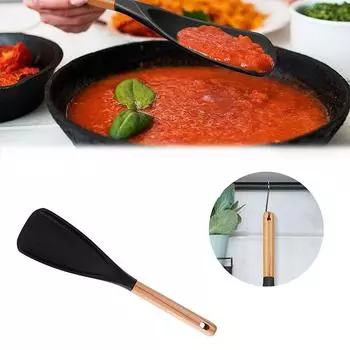1 шт. силиконовая многофункциональная ложка-лопатка для приготовления пищи, отлично подходит для обоих видов приготовления пищи, матовая многофункциональная ложка-лопатка для приготовления пищи чёрный