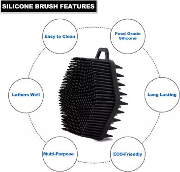 1 шт. Силиконовая мочалка для тела, высококачественная силиконовая мочалка, силиконовые мочалки для тела для использования в душе, 2 в 1 щетка для ванны и шампуня. Black
