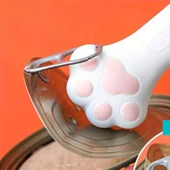 1 шт. силиконовая открывалка для консервных банок для домашних животных, многоугольный инструмент для чистки влажной и сухой кошачьей еды, отличный подарок для кошек, ложка для консервов для домашних животных белый