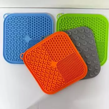 1 шт. Силиконовая подставка для домашних животных Slow Food Pad, подставка для лизания домашних животных и присоска для уменьшения беспокойства Slow Food, прочная и легко моется оранжевый