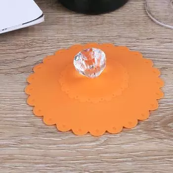 1 шт. Силиконовая пылезащитная стеклянная крышка для чашки с бриллиантом, крышка с присоской для кофейной кружки оранжевый