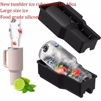1 шт. Силиконовые большие формы для кубиков льда с крышками для стаканов объемом 40 унций, цилиндрические лотки для кубиков льда, летняя необходимая форма для кухни зелёный