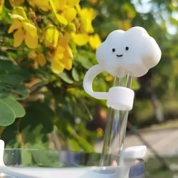 1 шт., силиконовые чехлы для трубочек в форме облака для чашки Стэнли, симпатичные силиконовые колпачки в форме облака для питья, пылезащитные колпачки для трубочек, аксессуары для чашек белый