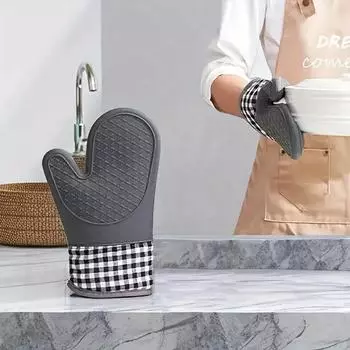 1 шт., силиконовые перчатки с изоляцией, противоскользящие, удлиненные, утолщенные и устойчивые к высоким температурам кухонные принадлежности, предотвращающие ожоги, кухонные принадлежности розовый