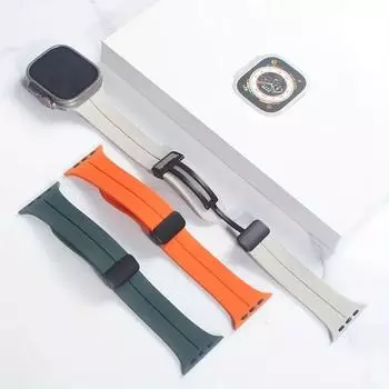 1 шт., силиконовый магнитный ремешок для Apple Watch, ремешок 49 мм, 44 мм, 45 мм, 41 мм, 40 мм, 42 мм, 38 мм, магнитный браслет для iWatch Series 8 SE 7, 6, 5, 3, 2, 1, ремешок для часов 38mm 40mm 41mm чёрный