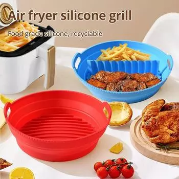 1 шт. Силиконовый противень для выпечки для фритюрницы, складной многоразовый коврик для корзины, антипригарный горшок, круглые коврики для микроволновой печи, коврик для выпечки, инструмент для духовки розовый