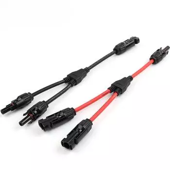 1 шт. силовые солнечные разъемы 30A Y-образный кабель, параллельный адаптер солнечного кабеля в паре для солнечной панели 1*M/FF+1*F/MM черный красный питание