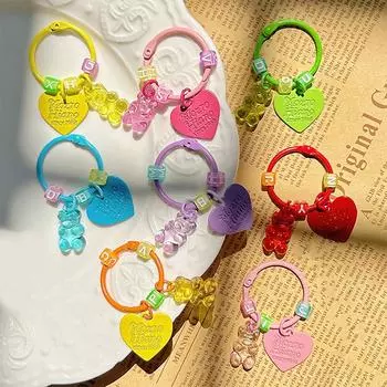 1 шт., симпатичная креативная сумка для наушников в машину, аксессуары для ключей, мультяшное желеобразное цветное сердце, медведь, животное, брелок для друзей-любителей розы красного