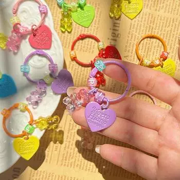 1 шт., симпатичная креативная сумка для наушников в машину, аксессуары для ключей, мультяшное желеобразное цветное сердце, медведь, животное, брелок для друзей-любителей розы красного