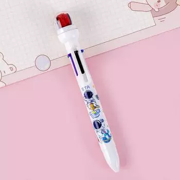 1 шт. Симпатичная шариковая ручка-пресс с рисунком космического ремня, многоцветная 6 в 1 цвета, канцелярские принадлежности для школы и офиса Ink ColorMulticolour