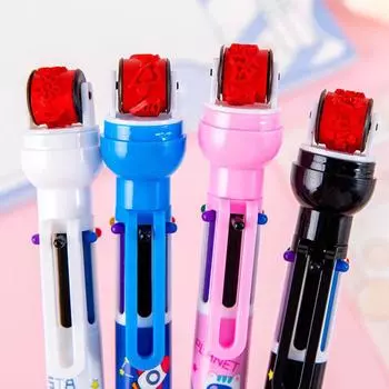 1 шт. Симпатичная шариковая ручка-пресс с рисунком космического ремня, многоцветная 6 в 1 цвета, канцелярские принадлежности для школы и офиса