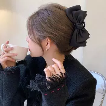 1 шт. Симпатичная заколка-зажим с двумя боковыми бантами из атласного шифона для волос