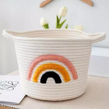 1 шт. Симпатичное многофункциональное ведро для хранения вязаных хлопковых ниток, радужная ручная тканая коробка для хранения