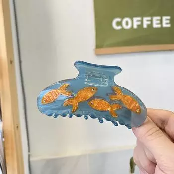 1 шт., симпатичные прозрачные заколки для волос в виде золотой рыбки, мультяшные ацетатные заколки-коготь, заколки для волос в виде акулы и краба, аксессуары для волос для женщин и девочек